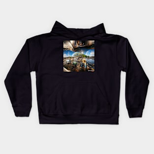 CHROMED EARTH ORIGINAL DIGITAL AI GENERATED ART Kids Hoodie